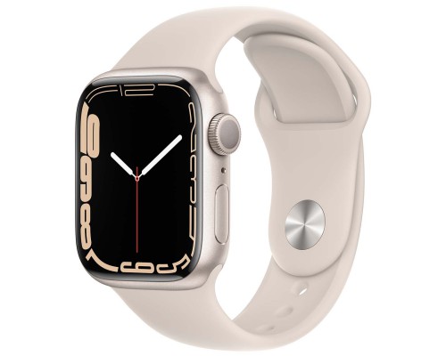 Apple Watch Series 7, 45 мм, корпус из алюминия цвета «сияющая звезда», спортивный ремешок «сияющая звезда»