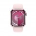Apple Watch Series 9, 45 мм, корпус из алюминия розового цвета, спортивный ремешок нежно-розового цвета, размер в ассортименте