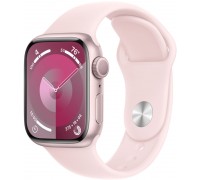 Apple Watch Series 9, 45 мм, корпус из алюминия розового цвета, спортивный ремешок нежно-розового цвета, размер в ассортименте
