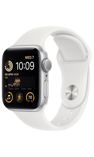 Часы Apple Watch SE GPS 44мм корпус из алюминия серебро + ремешок Синий или Белый (2023)