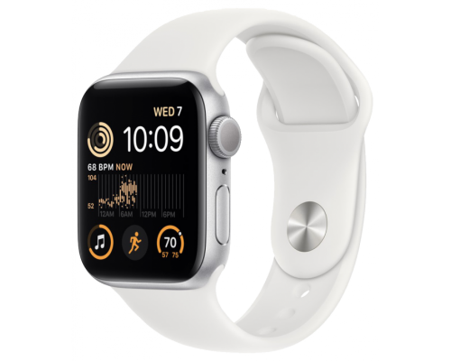 Часы Apple Watch SE GPS 44мм корпус из алюминия серебро + ремешок Белый